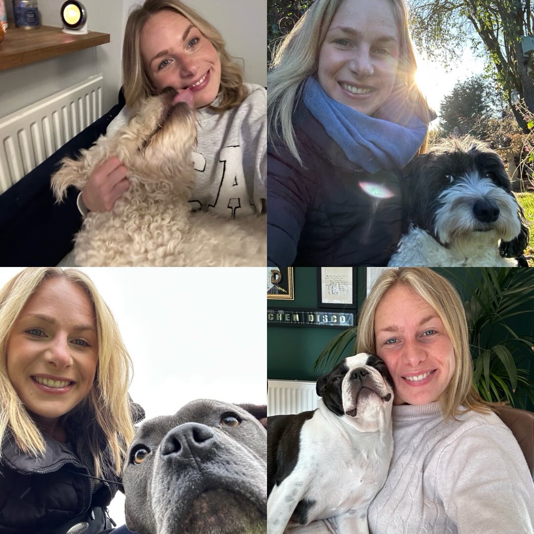 Katie with dogs — selfies showing the love and care at Home & Hound